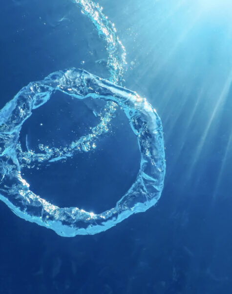 Bubble Ring Ascends towards the Sun, Underwater